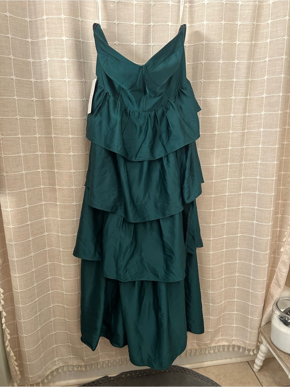 Azazie Emerald Strapless Tiered Maxi Gown - Picture 2 of 14